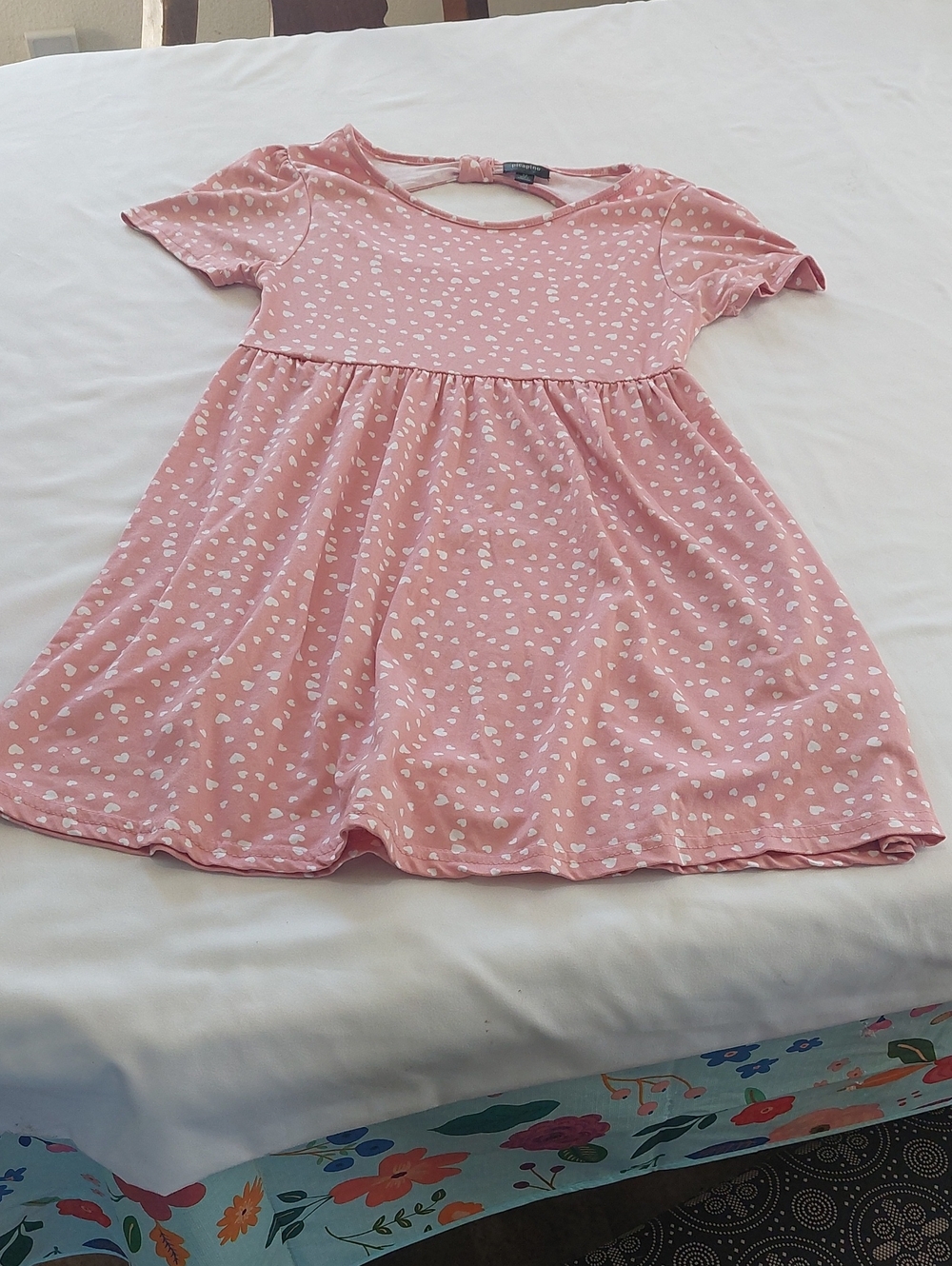 Picapino Girls' Pink Heart Print Short Sleeve Dress Size 12